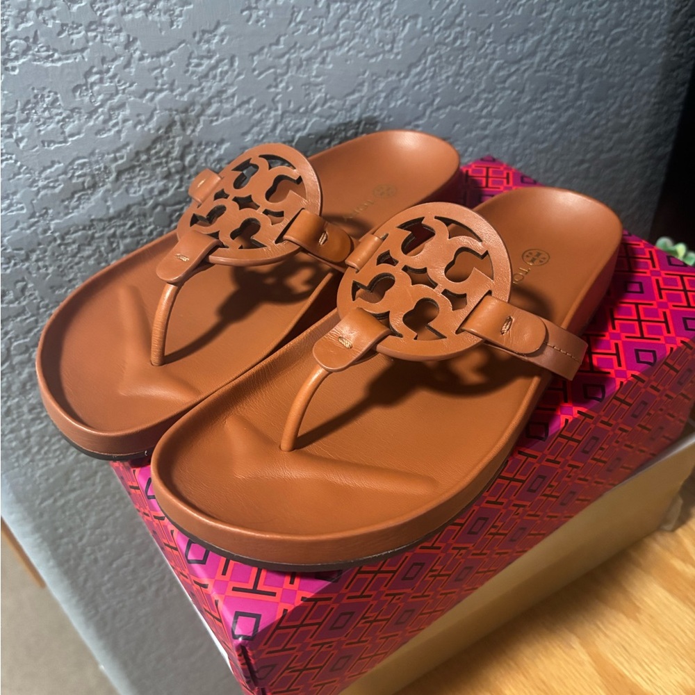 Tory Burch Miller Cloud Brown Sandals (used one time)